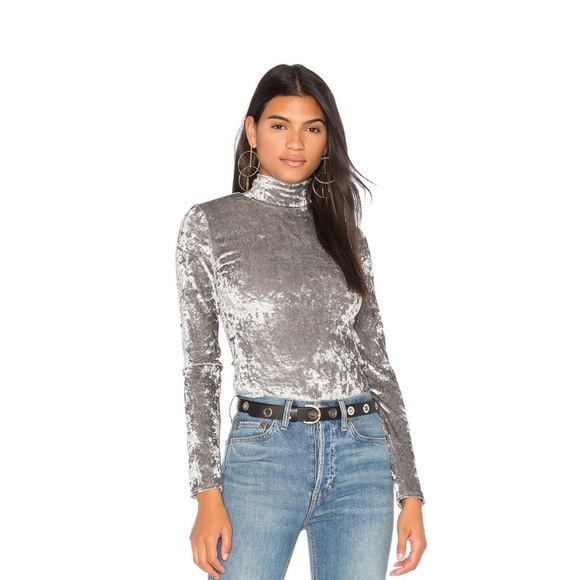 Central Park West Tops - Revolve Central Park West OceanDrive Velvet Bodysuit Silver Size Extra Small NWT